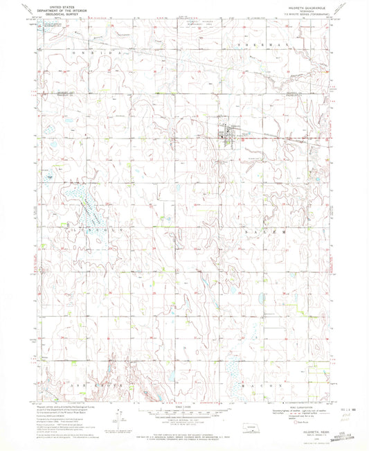 Classic USGS Hildreth Nebraska 7.5'x7.5' Topo Map Image