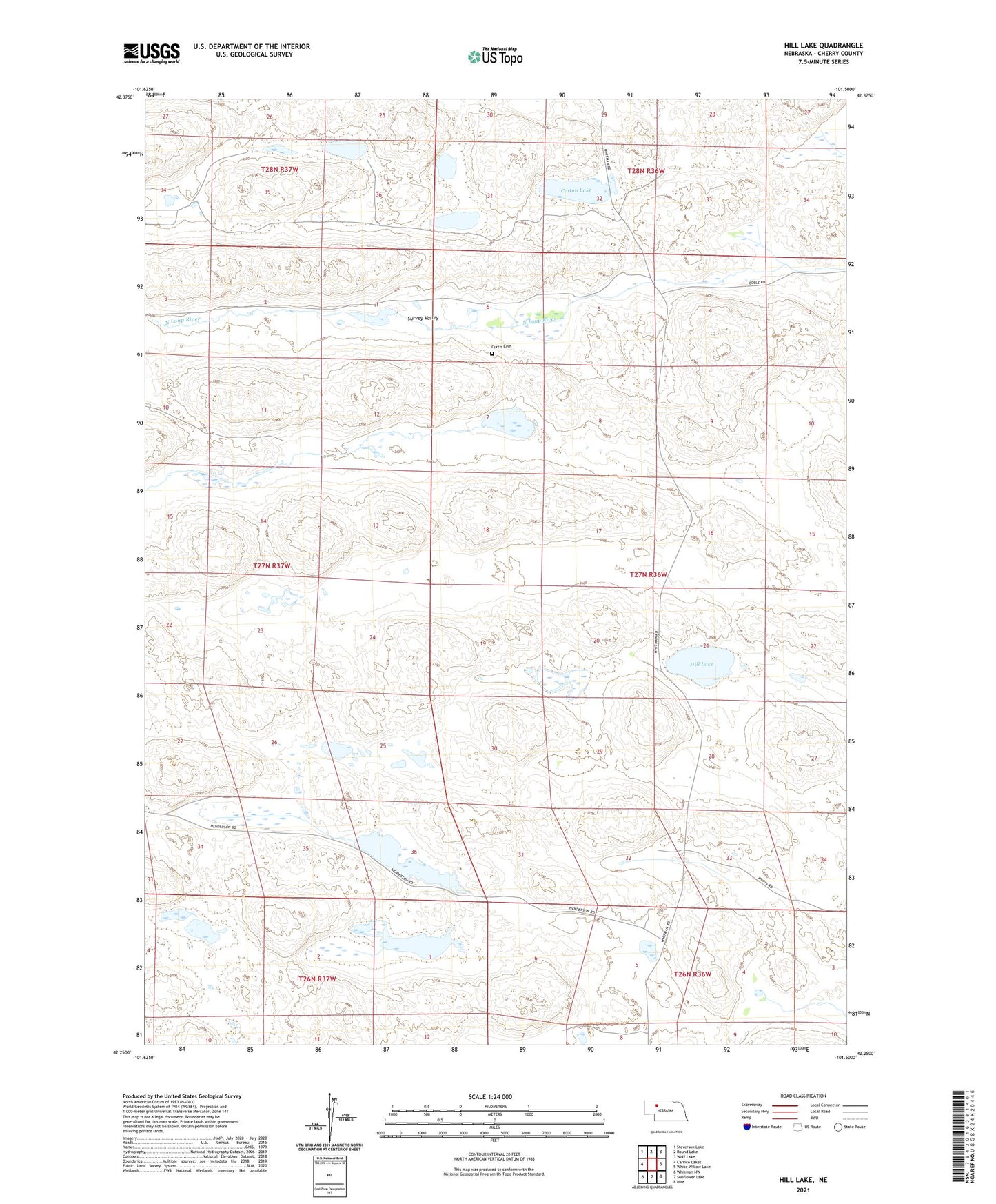 Hill Lake Nebraska US Topo Map Image