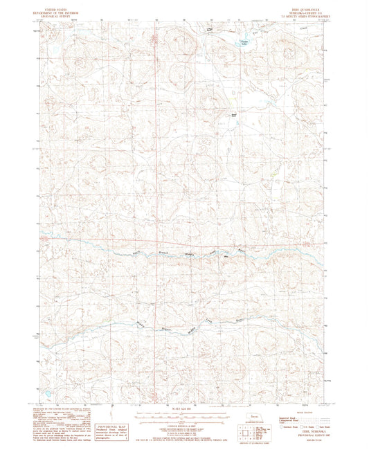 Classic USGS Hire Nebraska 7.5'x7.5' Topo Map Image
