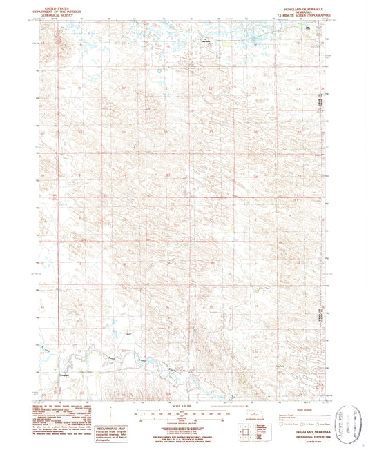 Classic USGS Hoagland Nebraska 7.5'x7.5' Topo Map Image