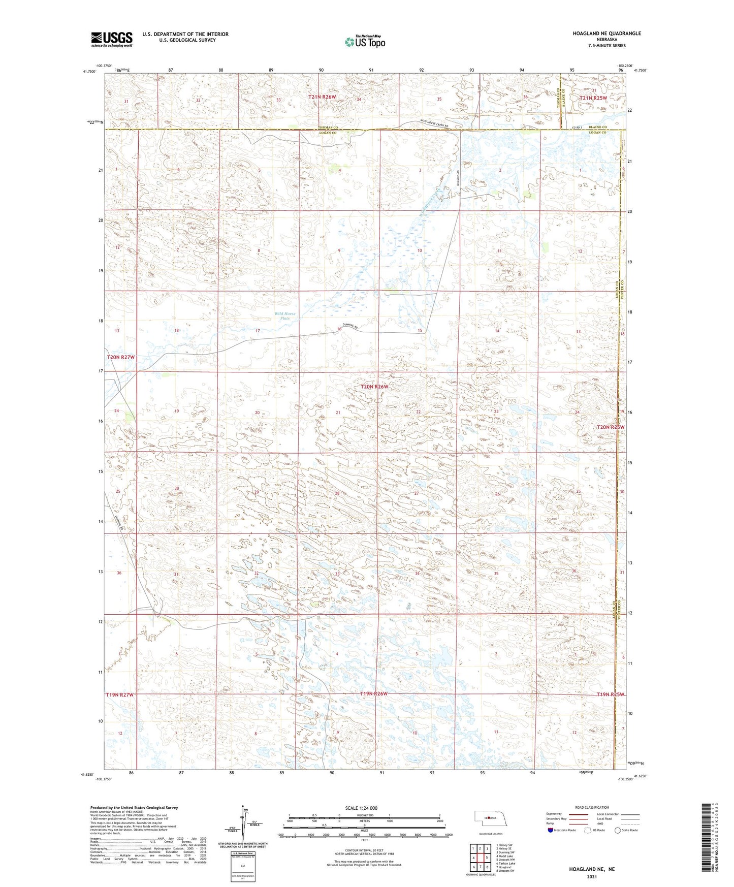 Hoagland NE Nebraska US Topo Map Image