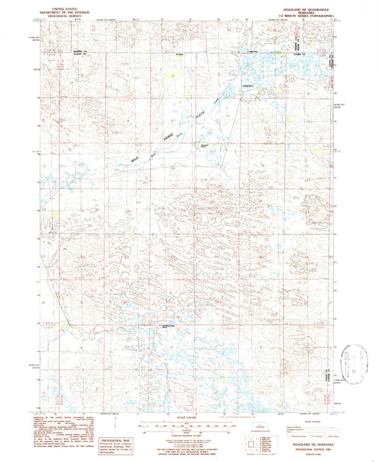 Classic USGS Hoagland NE Nebraska 7.5'x7.5' Topo Map Image