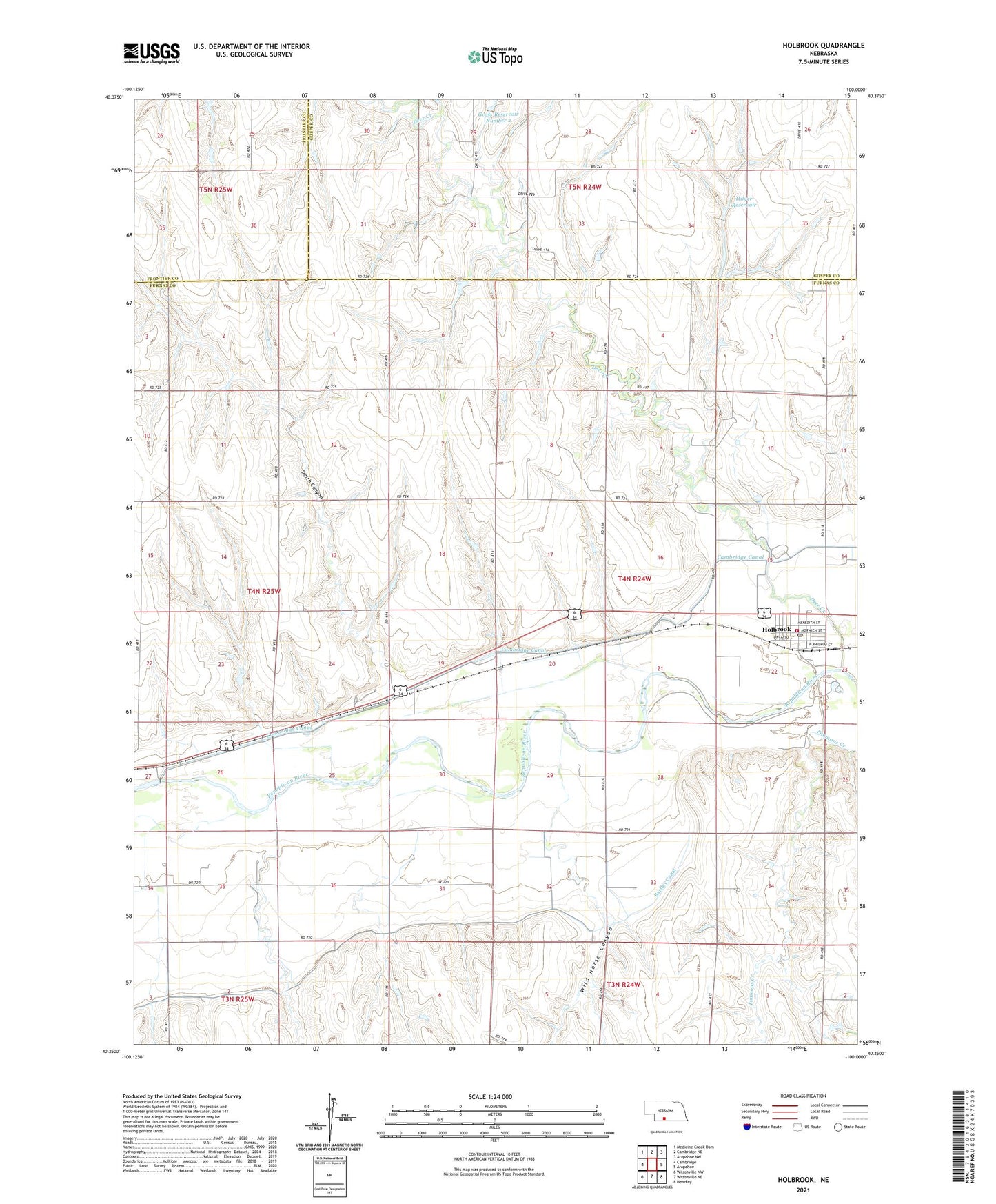 Holbrook Nebraska US Topo Map Image