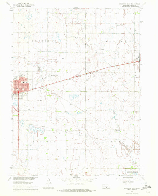 Classic USGS Holdrege East Nebraska 7.5'x7.5' Topo Map Image
