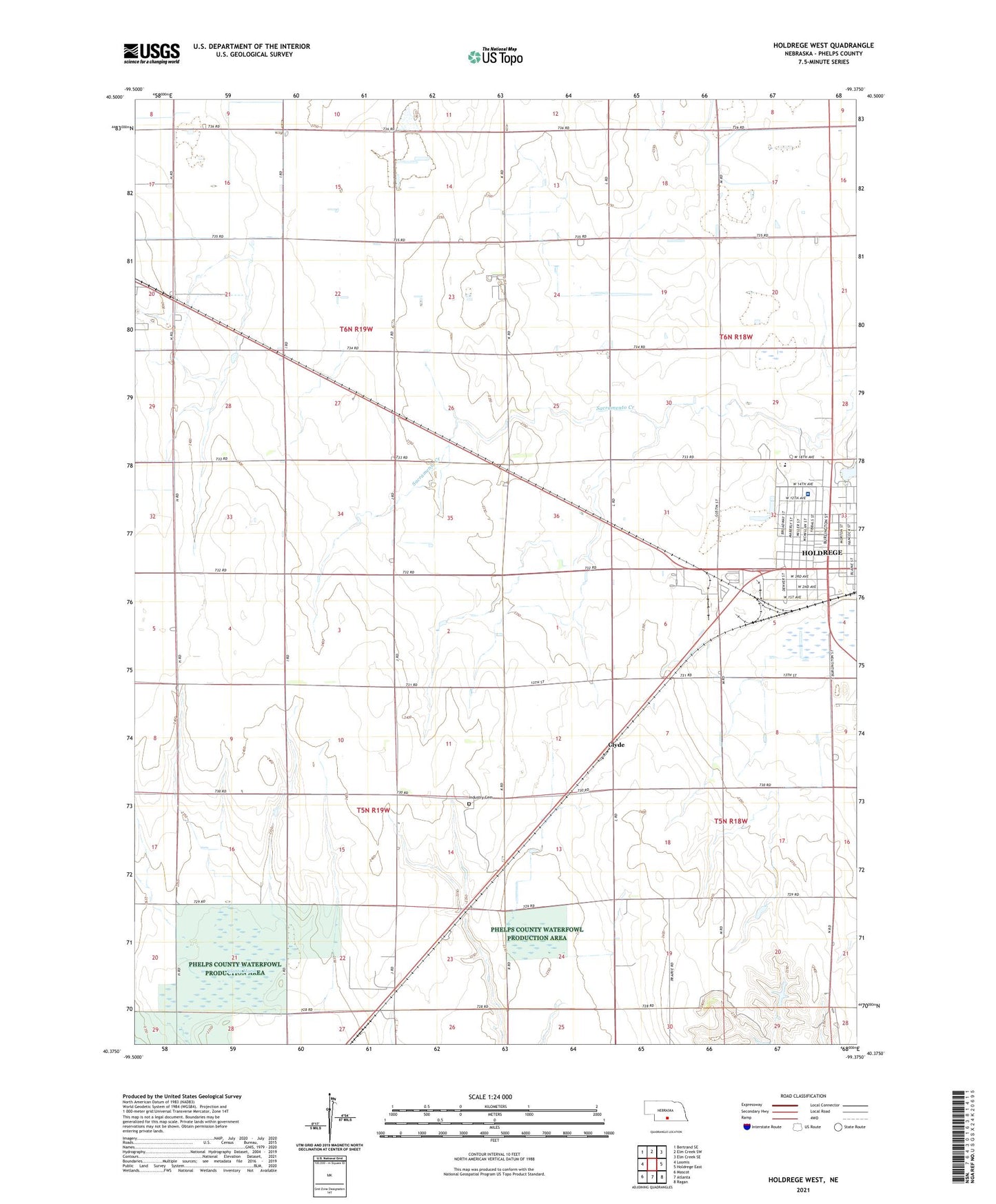 Holdrege West Nebraska US Topo Map Image