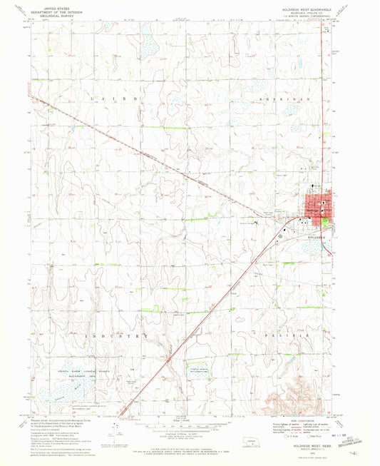 Classic USGS Holdrege West Nebraska 7.5'x7.5' Topo Map Image