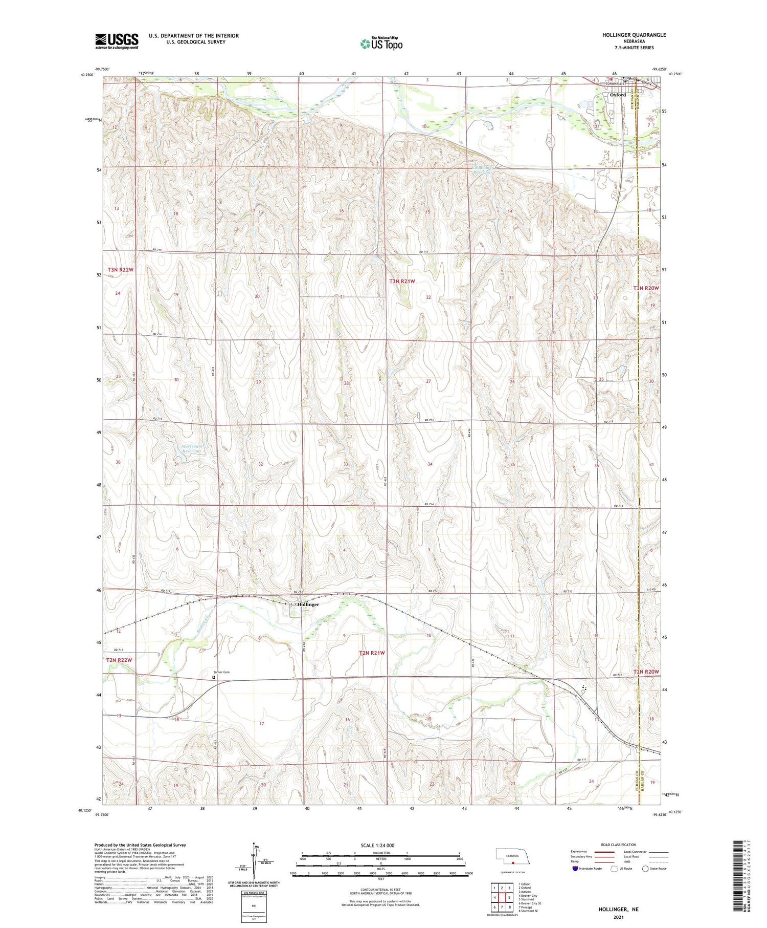Hollinger Nebraska US Topo Map Image
