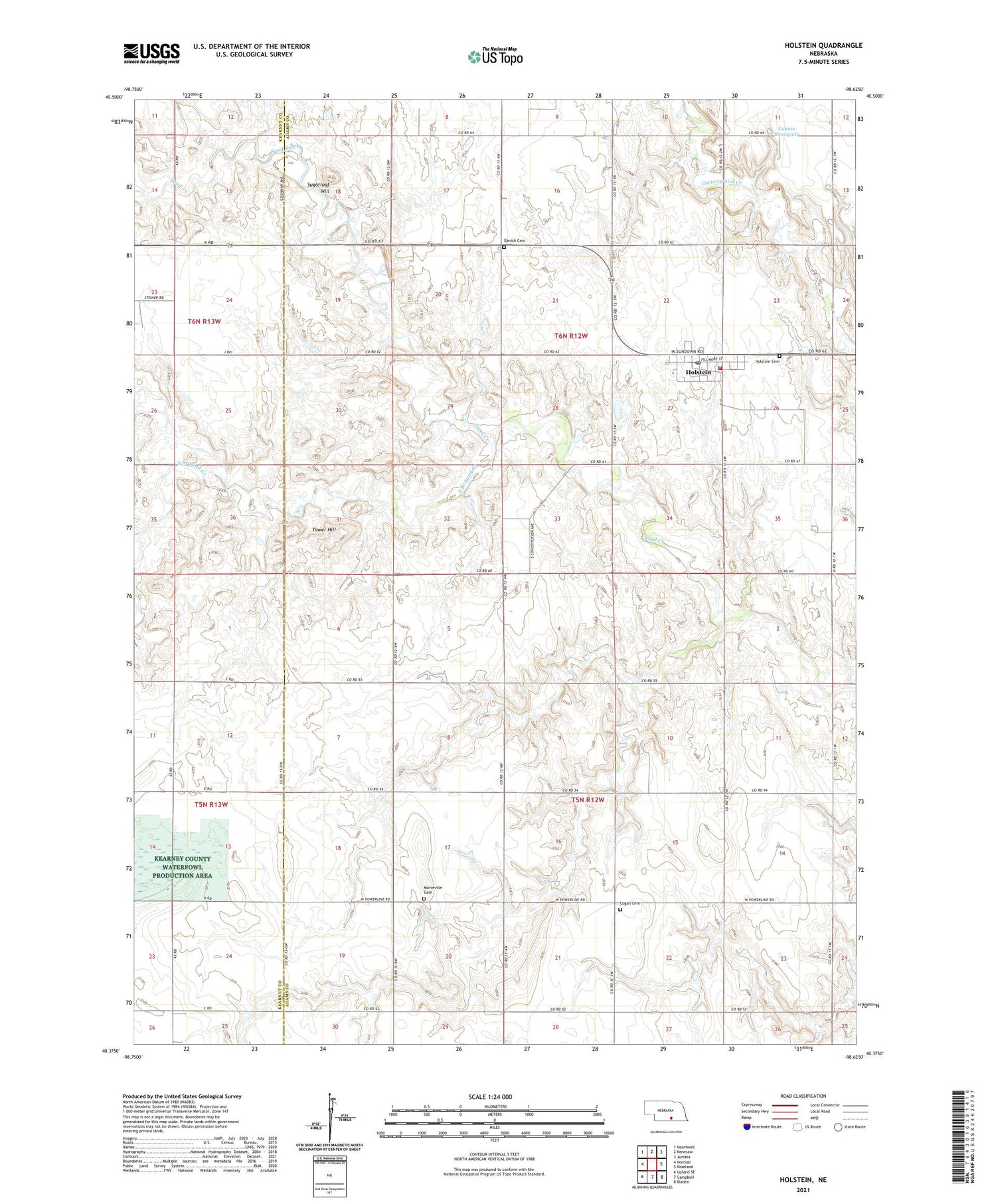 Holstein Nebraska US Topo Map Image