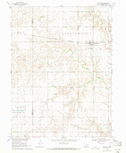 Classic USGS Holstein Nebraska 7.5'x7.5' Topo Map Image