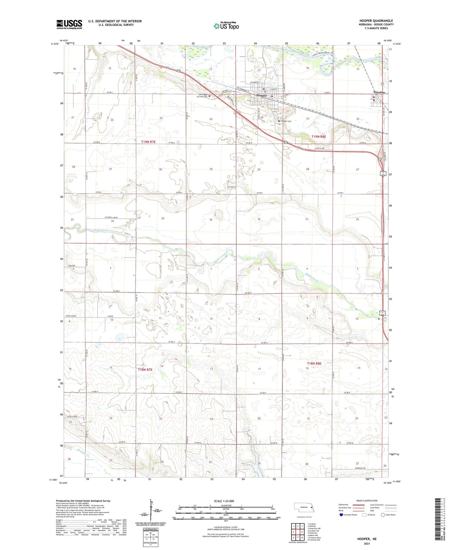 Hooper Nebraska US Topo Map Image