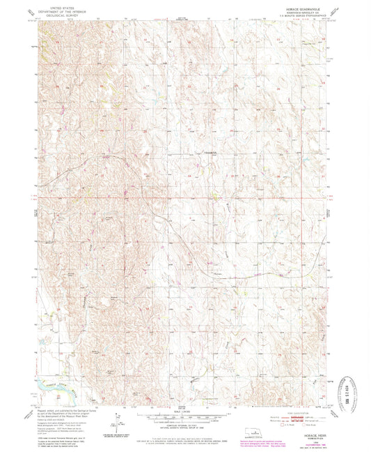 Classic USGS Horace Nebraska 7.5'x7.5' Topo Map Image