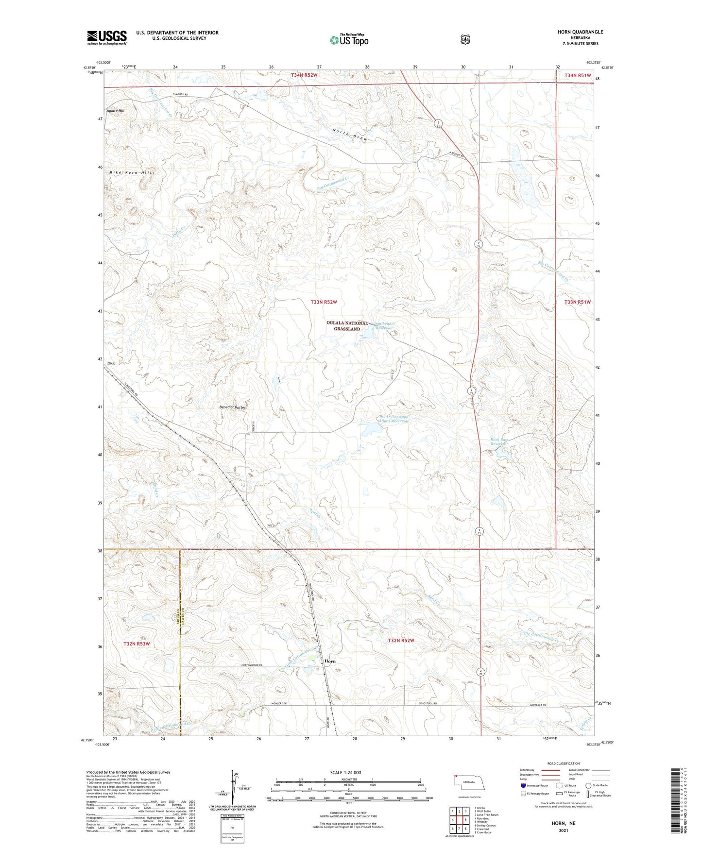 Horn Nebraska US Topo Map Image