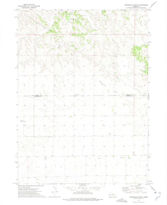 Classic USGS Horsehead Ranch Nebraska 7.5'x7.5' Topo Map Image