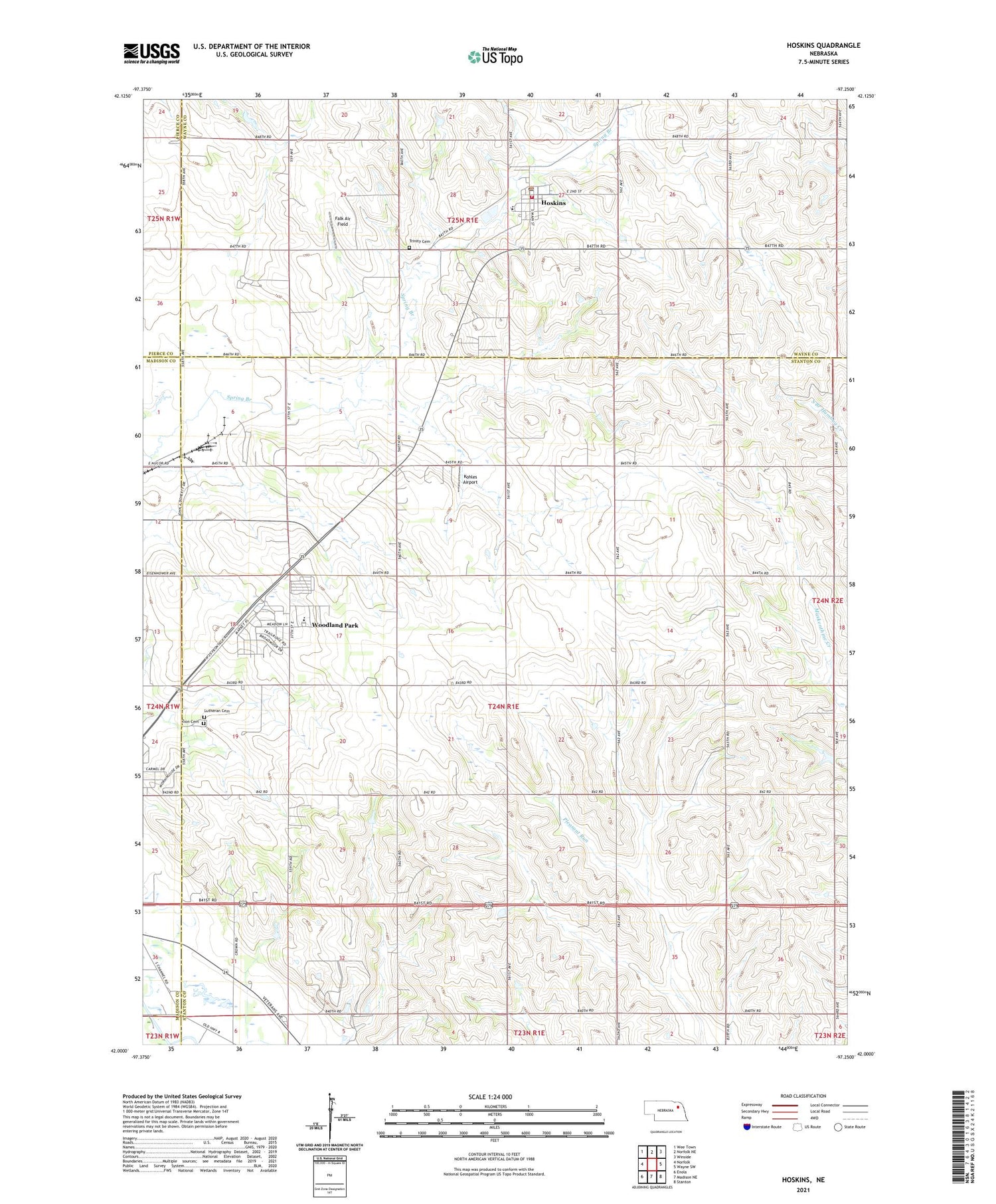 Hoskins Nebraska US Topo Map Image