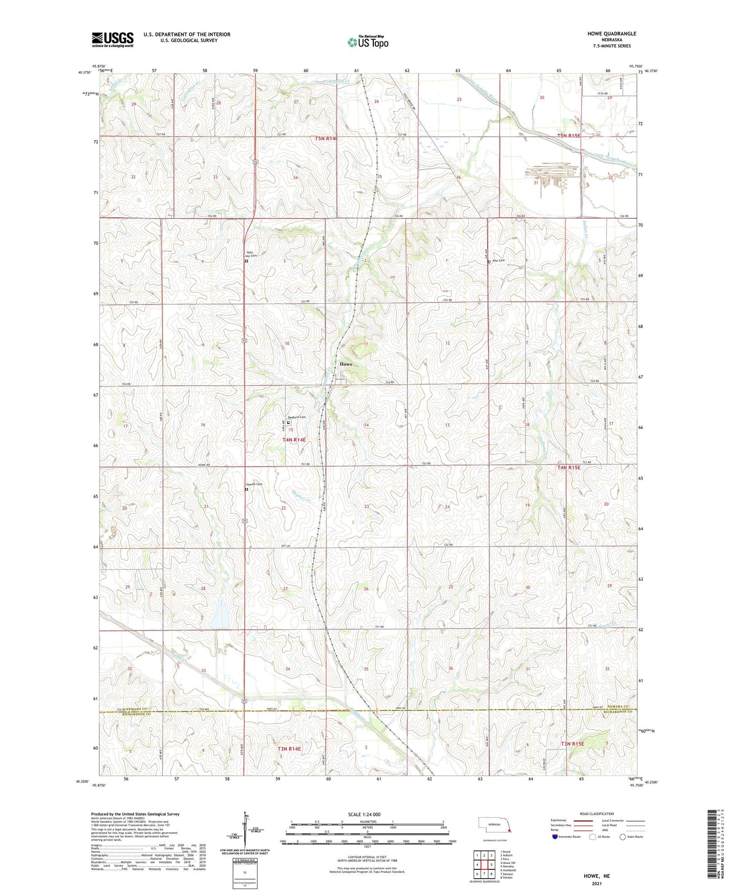 Howe Nebraska US Topo Map Image