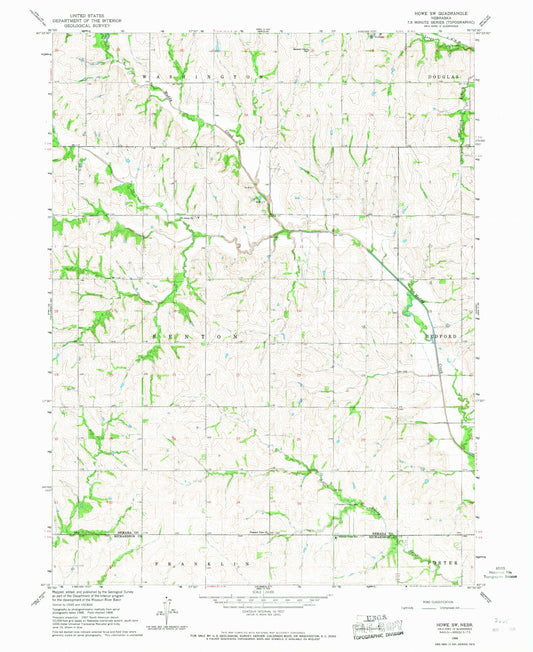 Classic USGS Howe SW Nebraska 7.5'x7.5' Topo Map Image