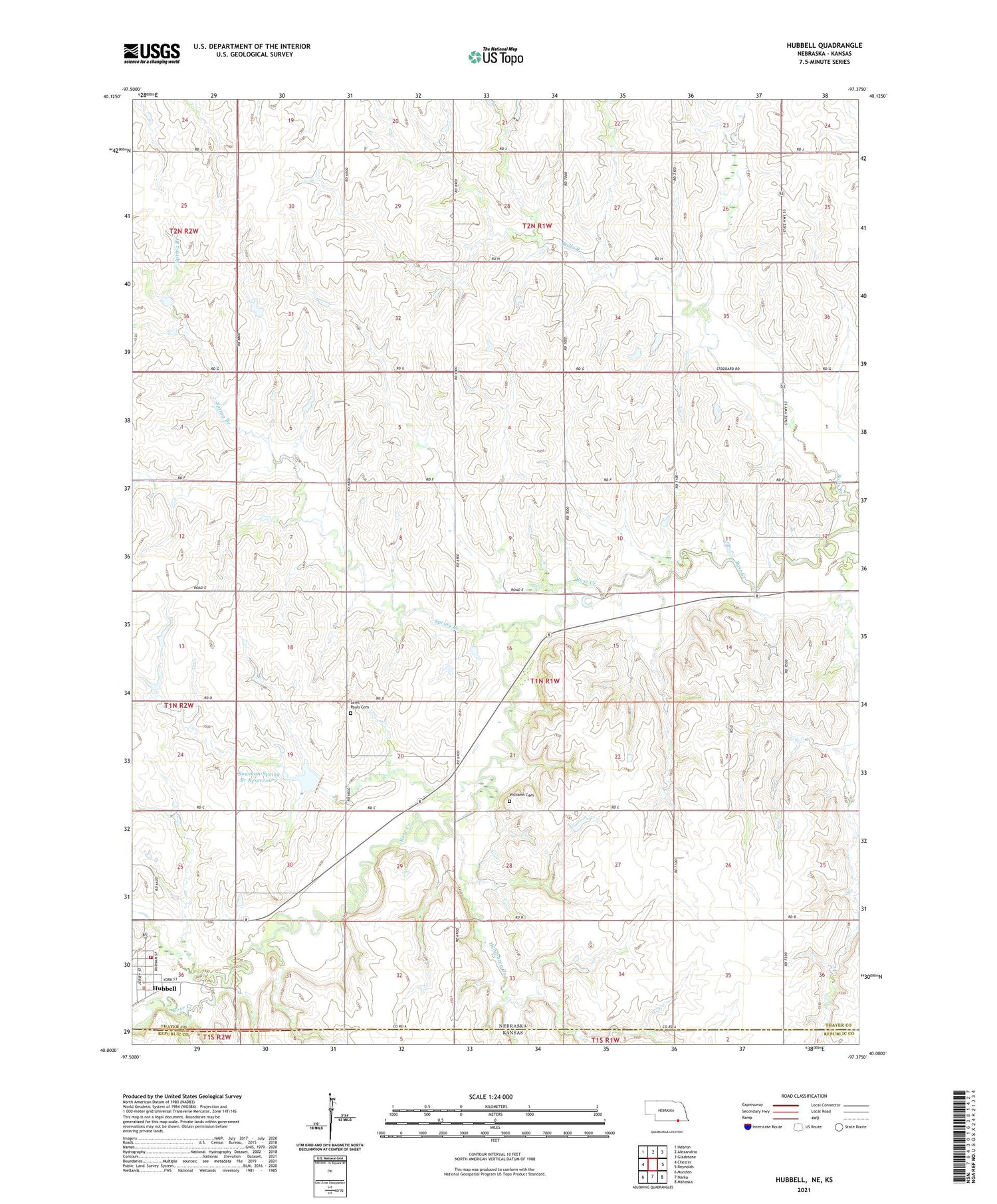 Hubbell Nebraska US Topo Map Image