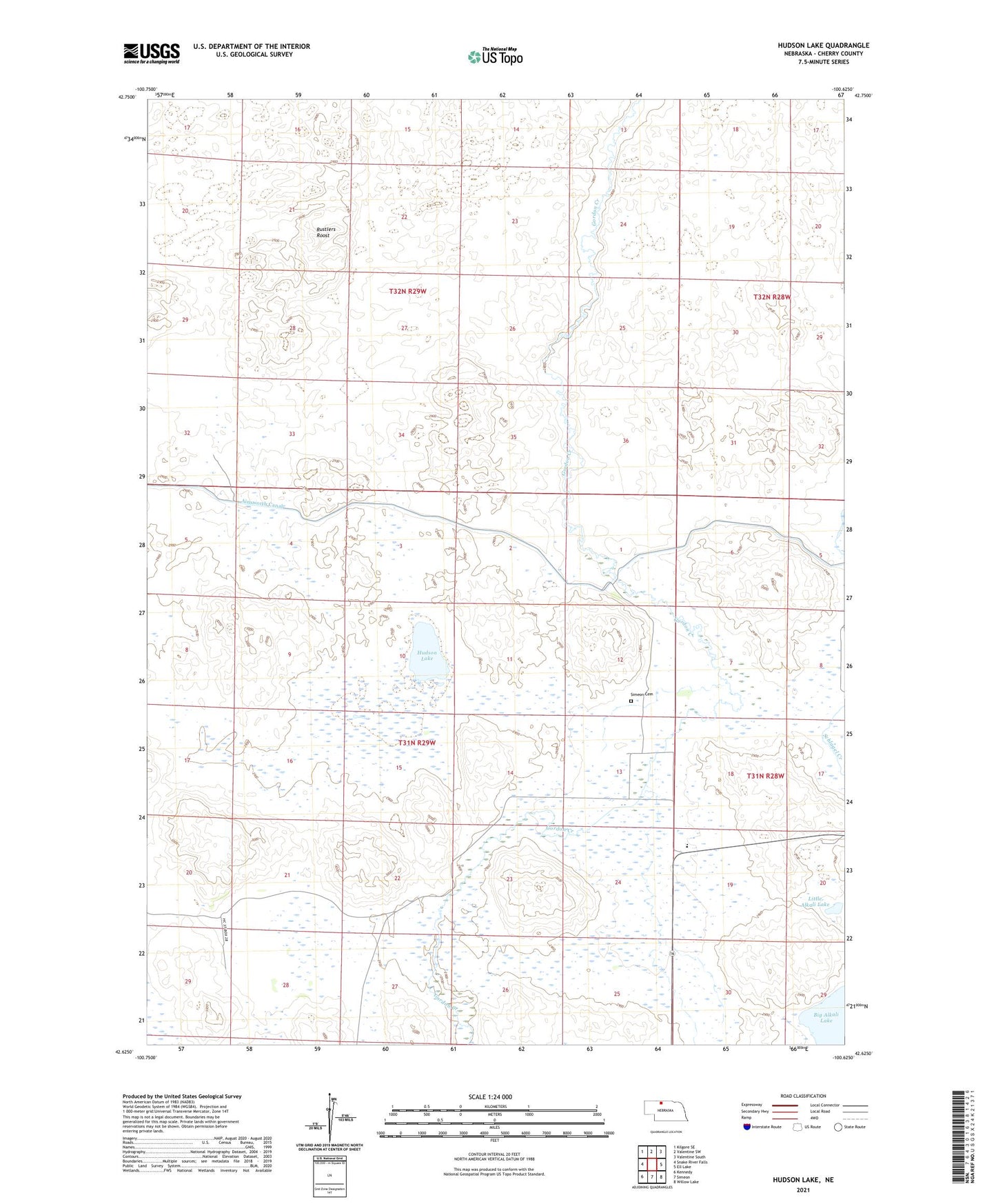 Hudson Lake Nebraska US Topo Map Image