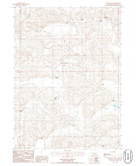 Classic USGS Hulbert Lake Nebraska 7.5'x7.5' Topo Map Image