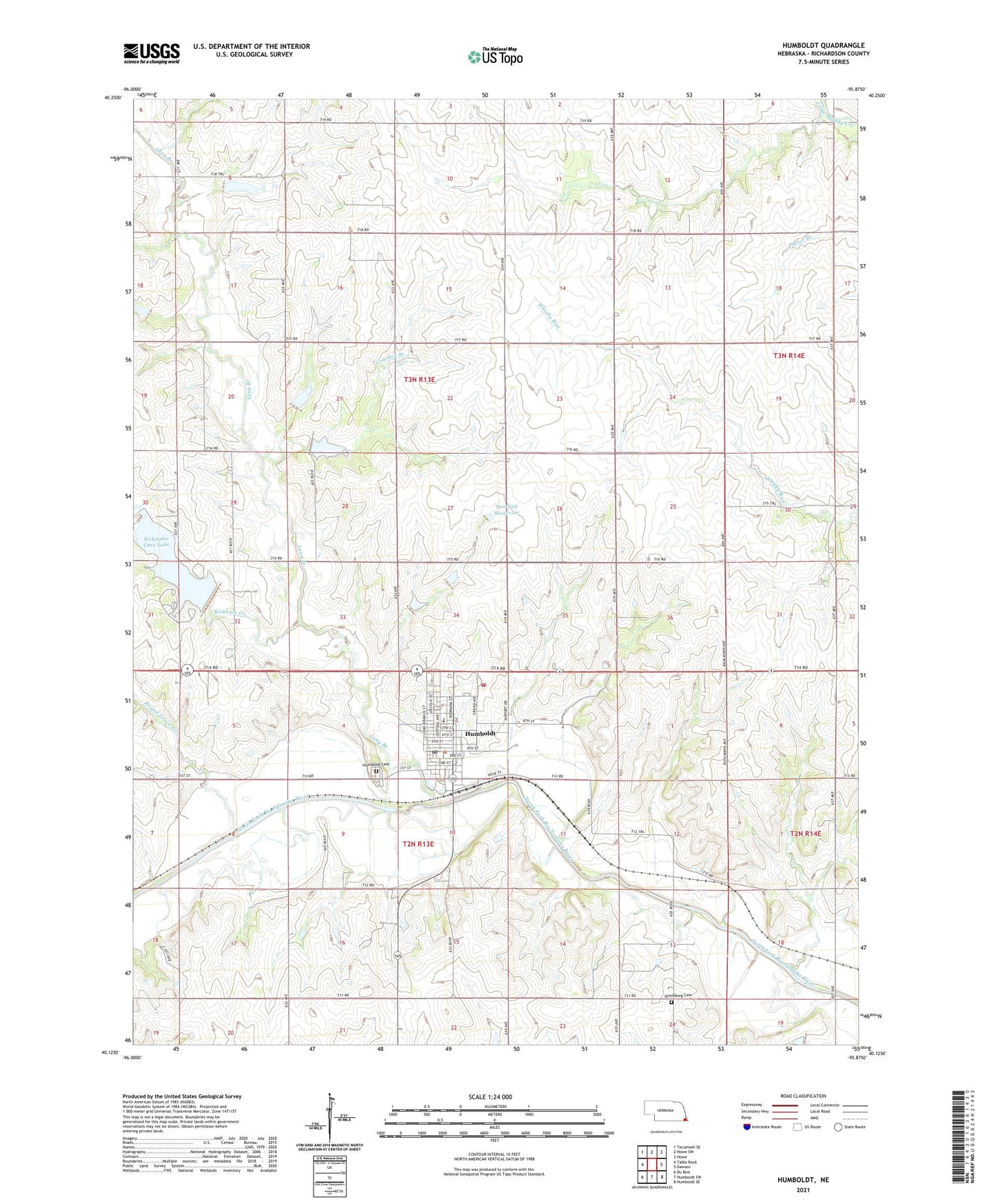 Humboldt Nebraska US Topo Map Image