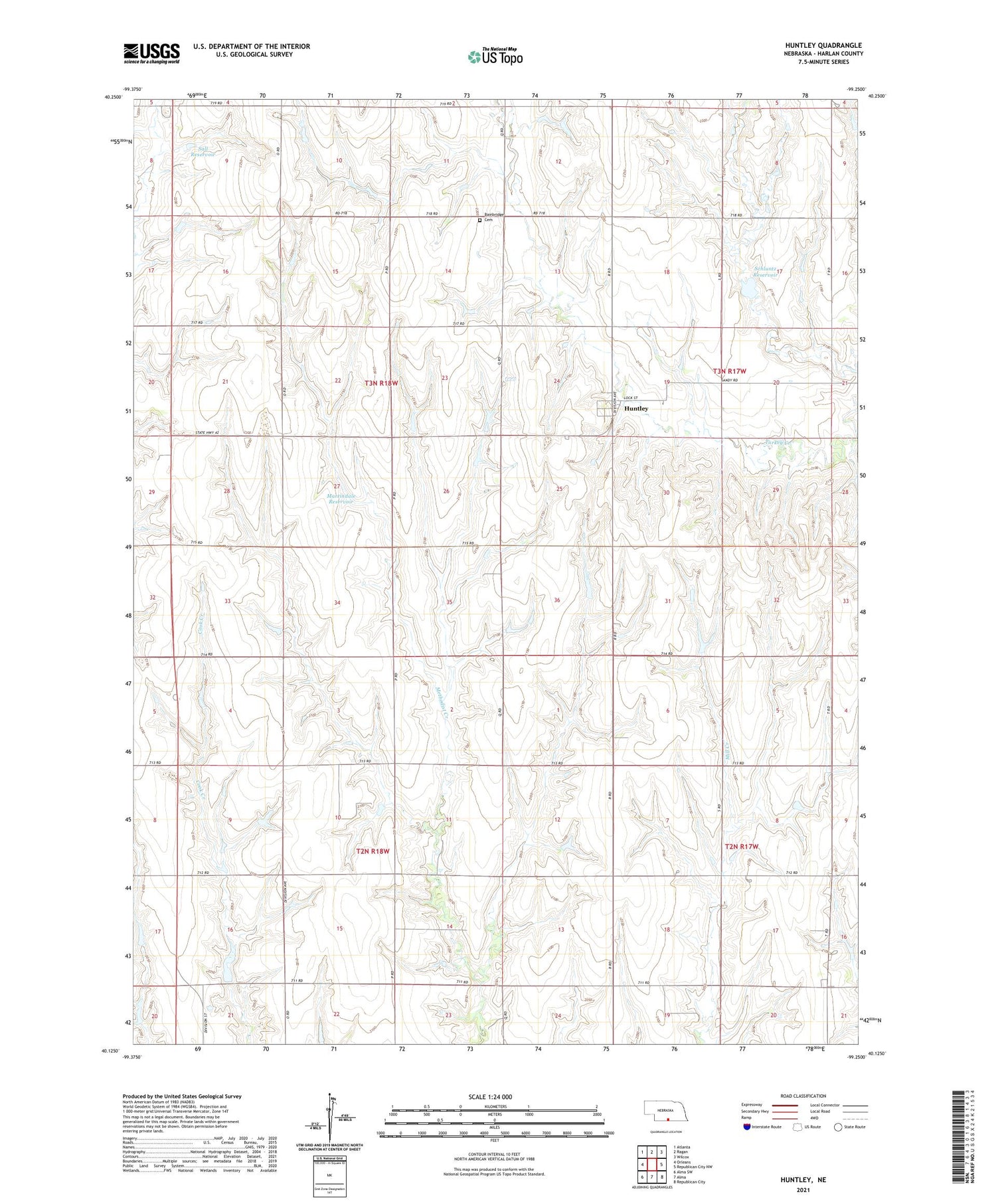 Huntley Nebraska US Topo Map Image