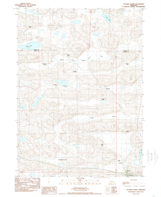 Classic USGS Hyannis North Nebraska 7.5'x7.5' Topo Map Image