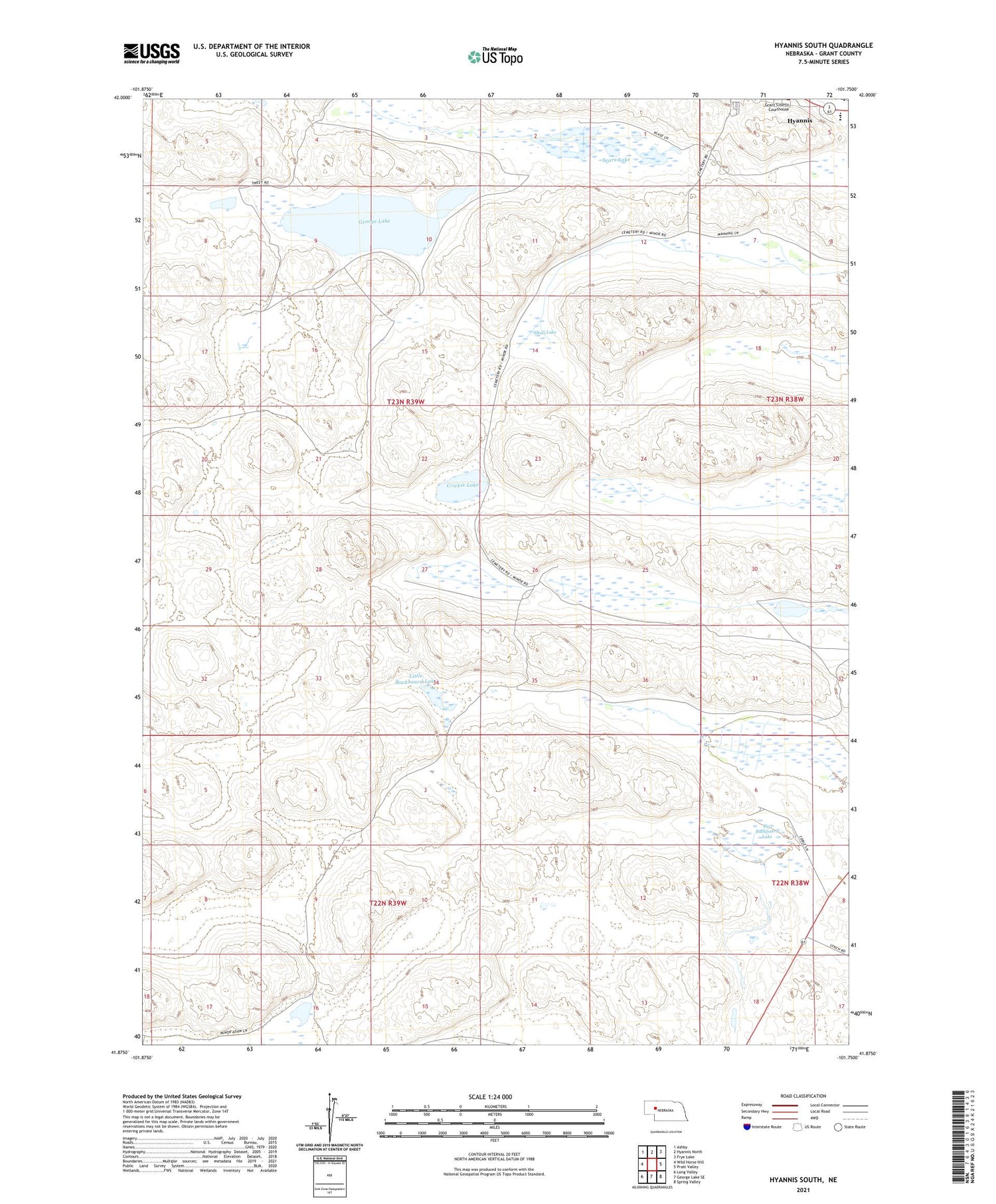 Hyannis South Nebraska US Topo Map Image