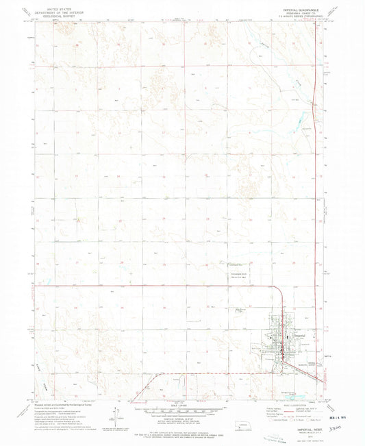 Classic USGS Imperial Nebraska 7.5'x7.5' Topo Map Image