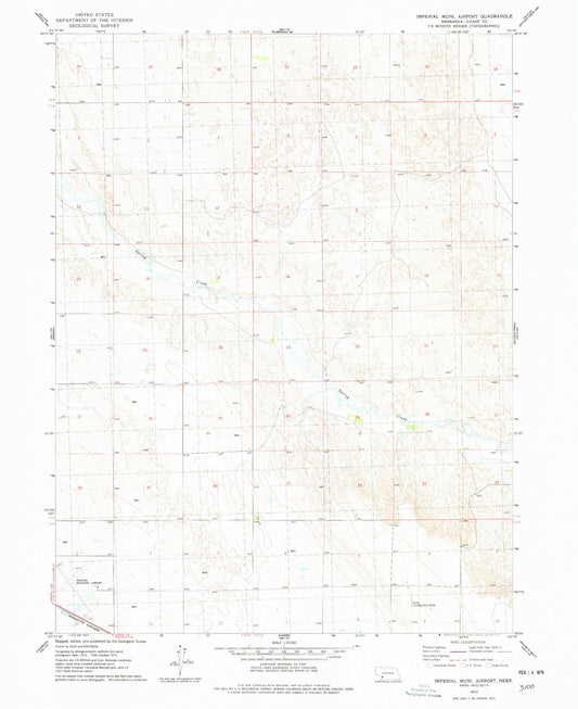 Classic USGS Imperial Municipal Airport Nebraska 7.5'x7.5' Topo Map Image