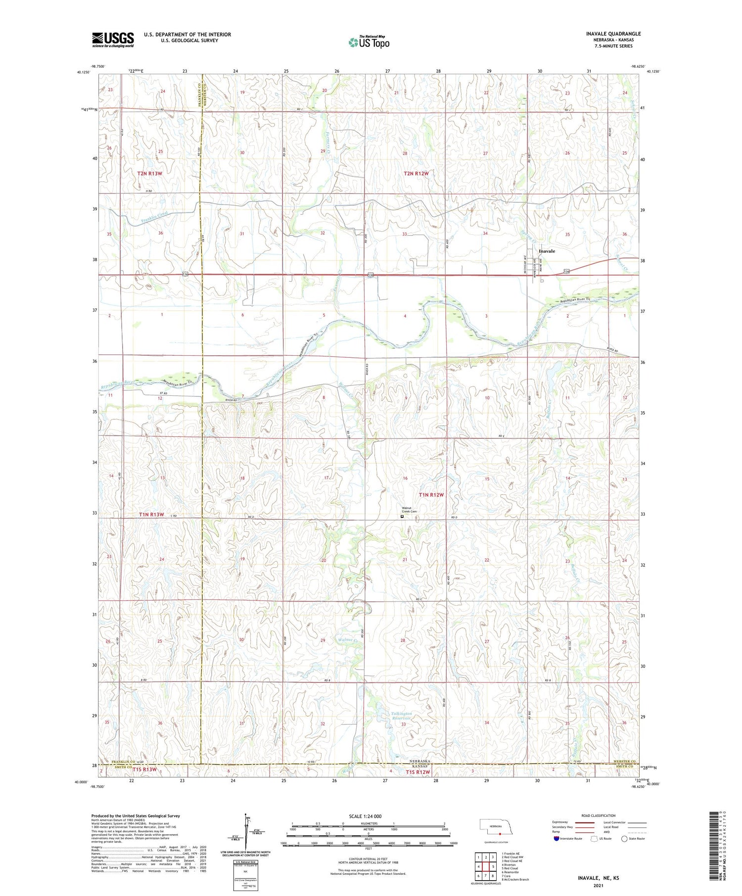 Inavale Nebraska US Topo Map Image