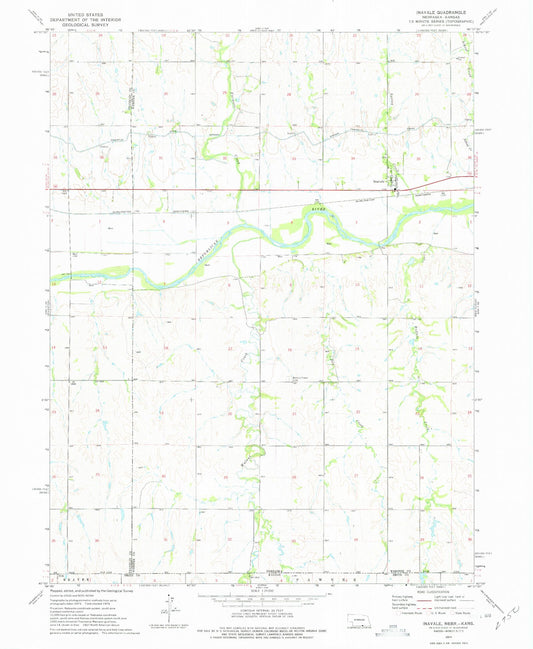 Classic USGS Inavale Nebraska 7.5'x7.5' Topo Map Image