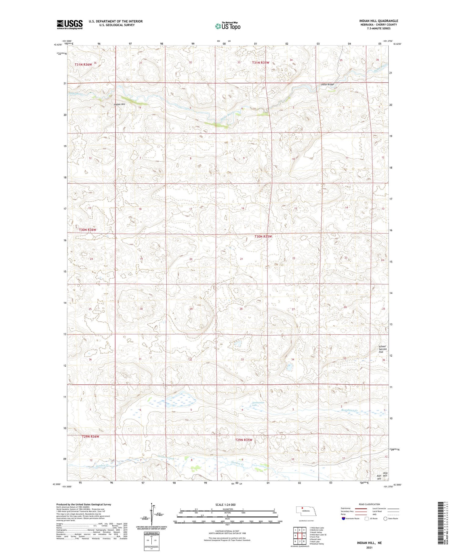 Indian Hill Nebraska US Topo Map Image