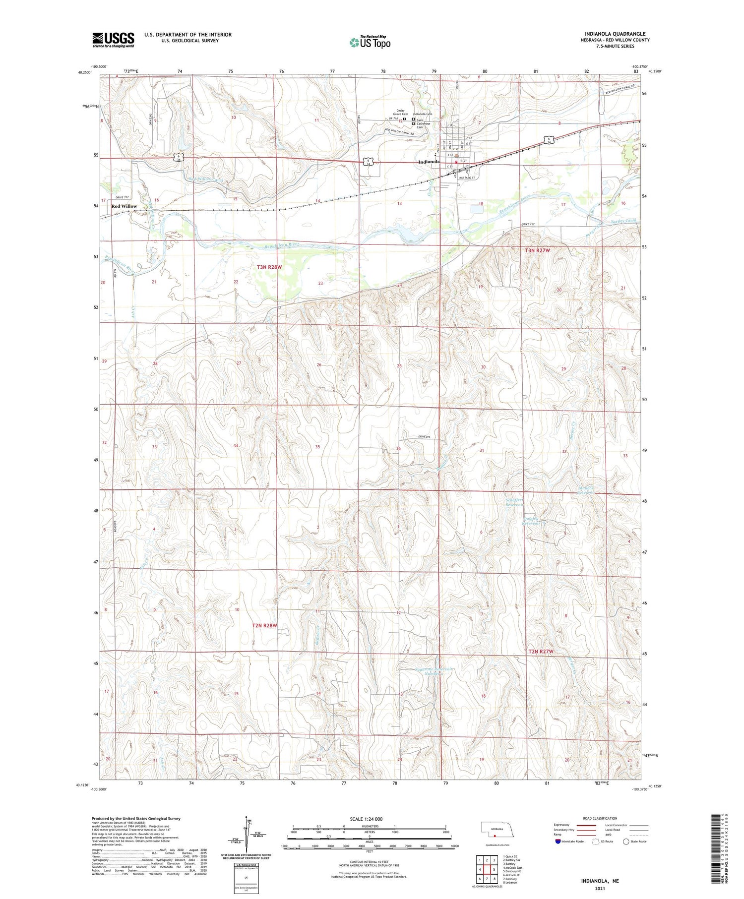 Indianola Nebraska US Topo Map Image
