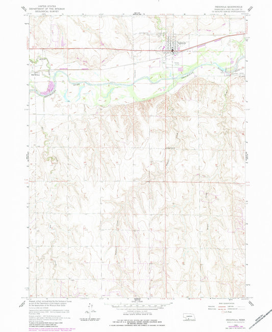 Classic USGS Indianola Nebraska 7.5'x7.5' Topo Map Image