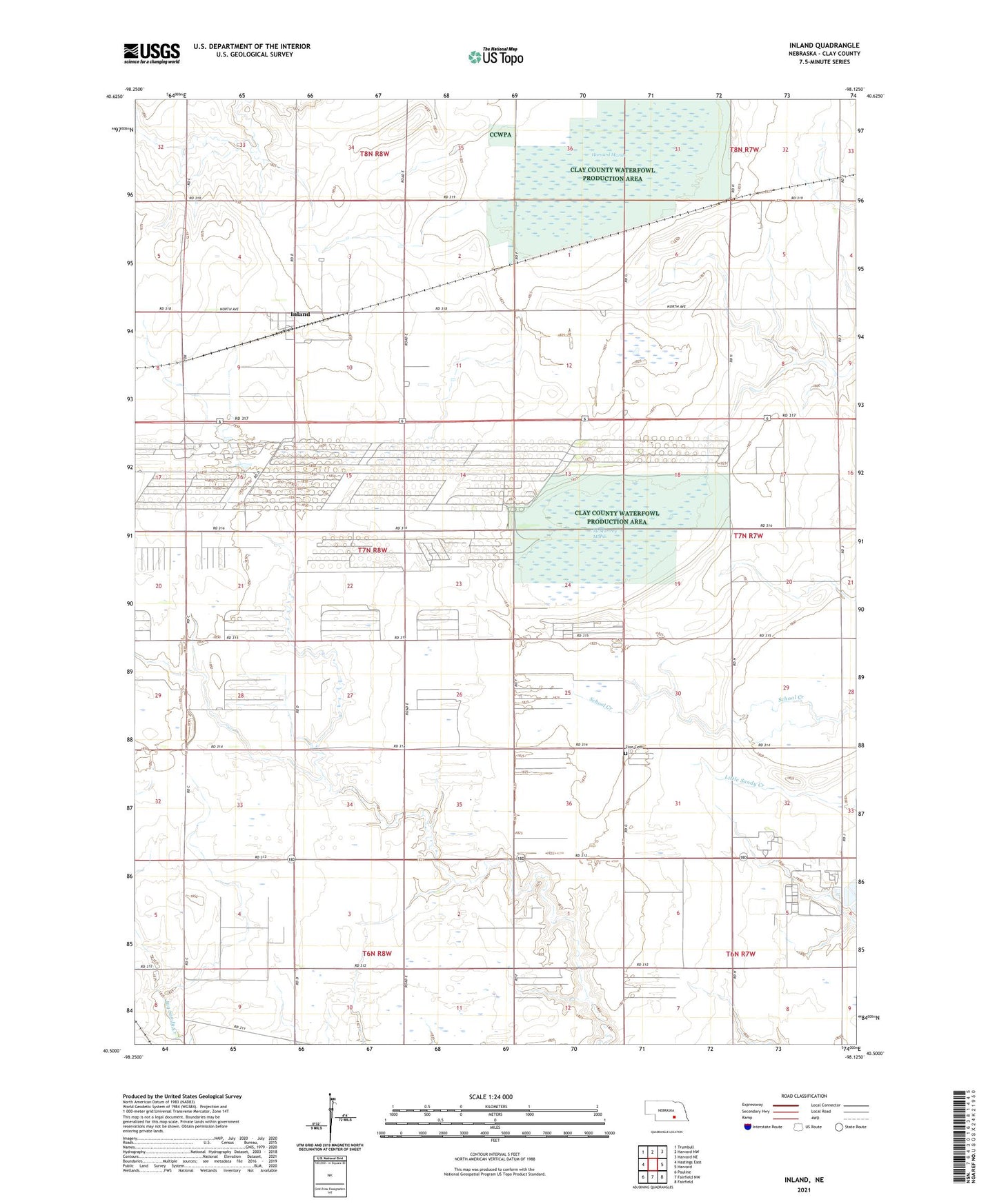 Inland Nebraska US Topo Map Image