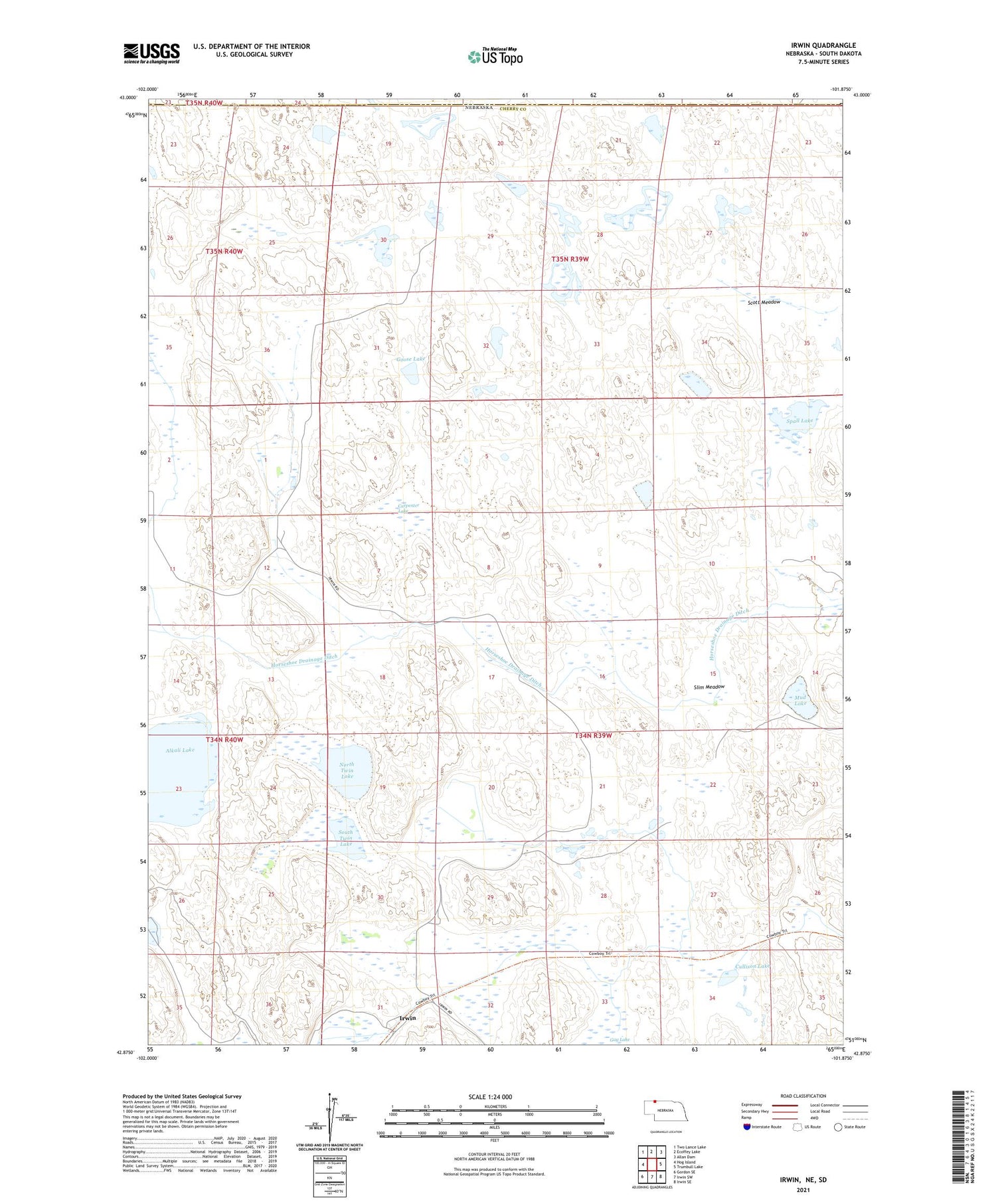 Irwin Nebraska US Topo Map Image