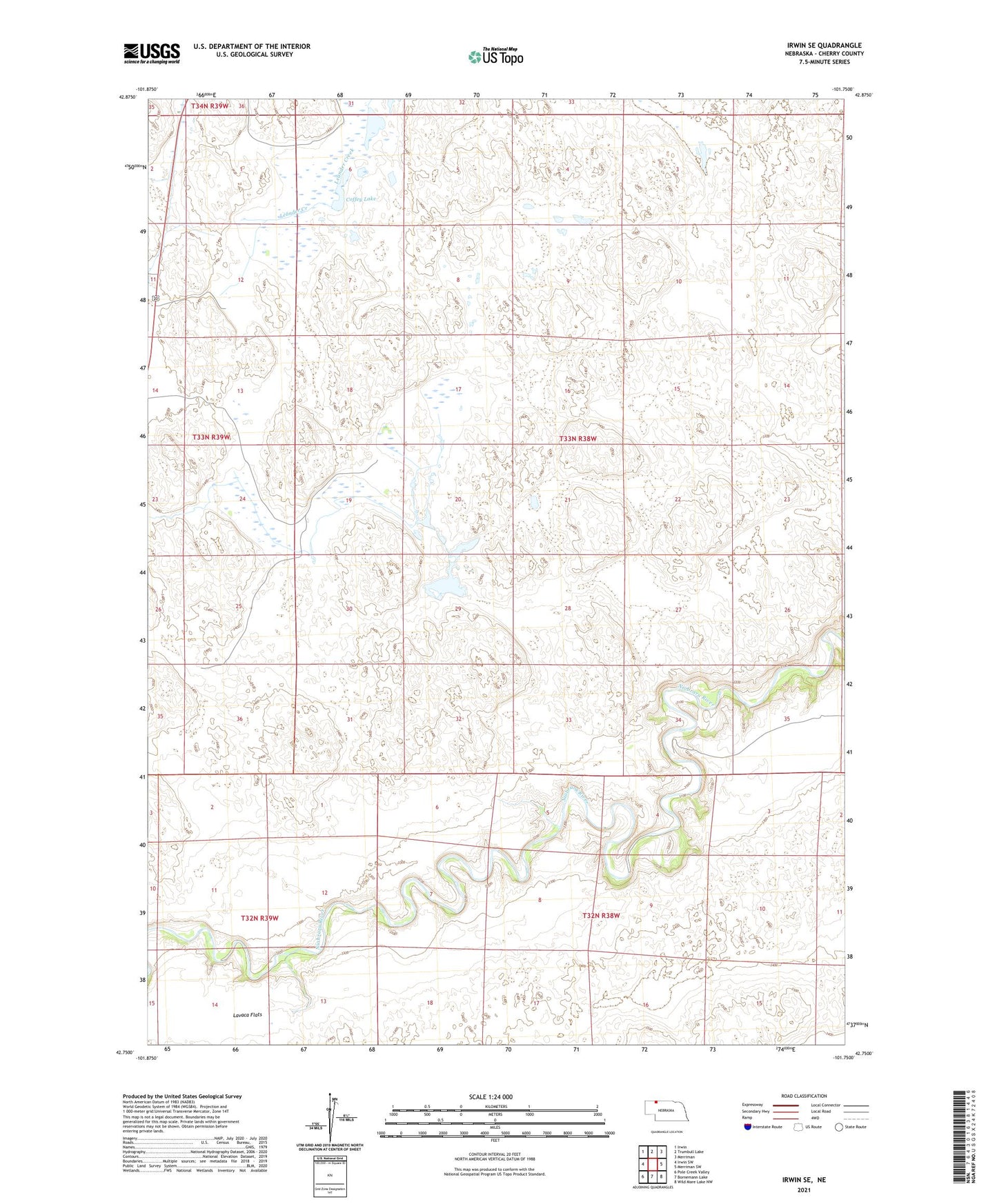 Irwin SE Nebraska US Topo Map Image