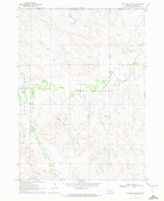 Classic USGS Isinglass Buttes Nebraska 7.5'x7.5' Topo Map Image