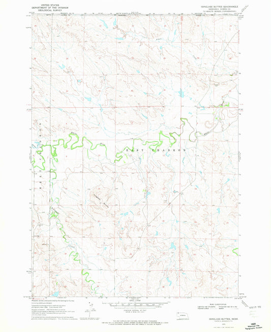 Classic USGS Isinglass Buttes Nebraska 7.5'x7.5' Topo Map Image
