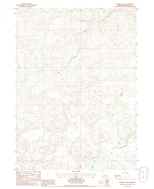 Classic USGS Jefford Lake Nebraska 7.5'x7.5' Topo Map Image