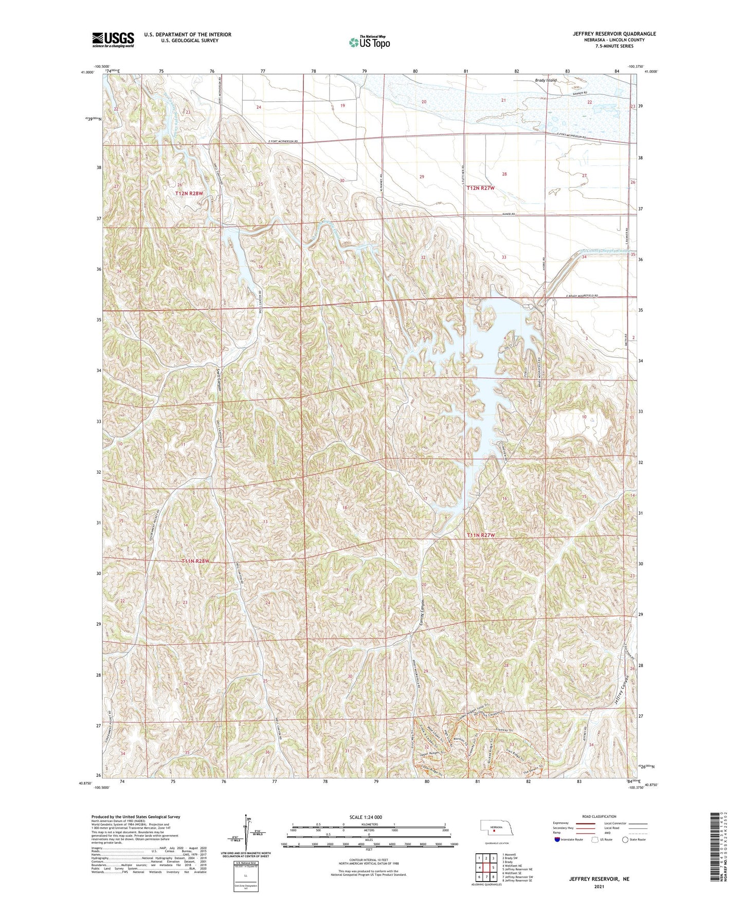 Jeffrey Reservoir Nebraska US Topo Map Image