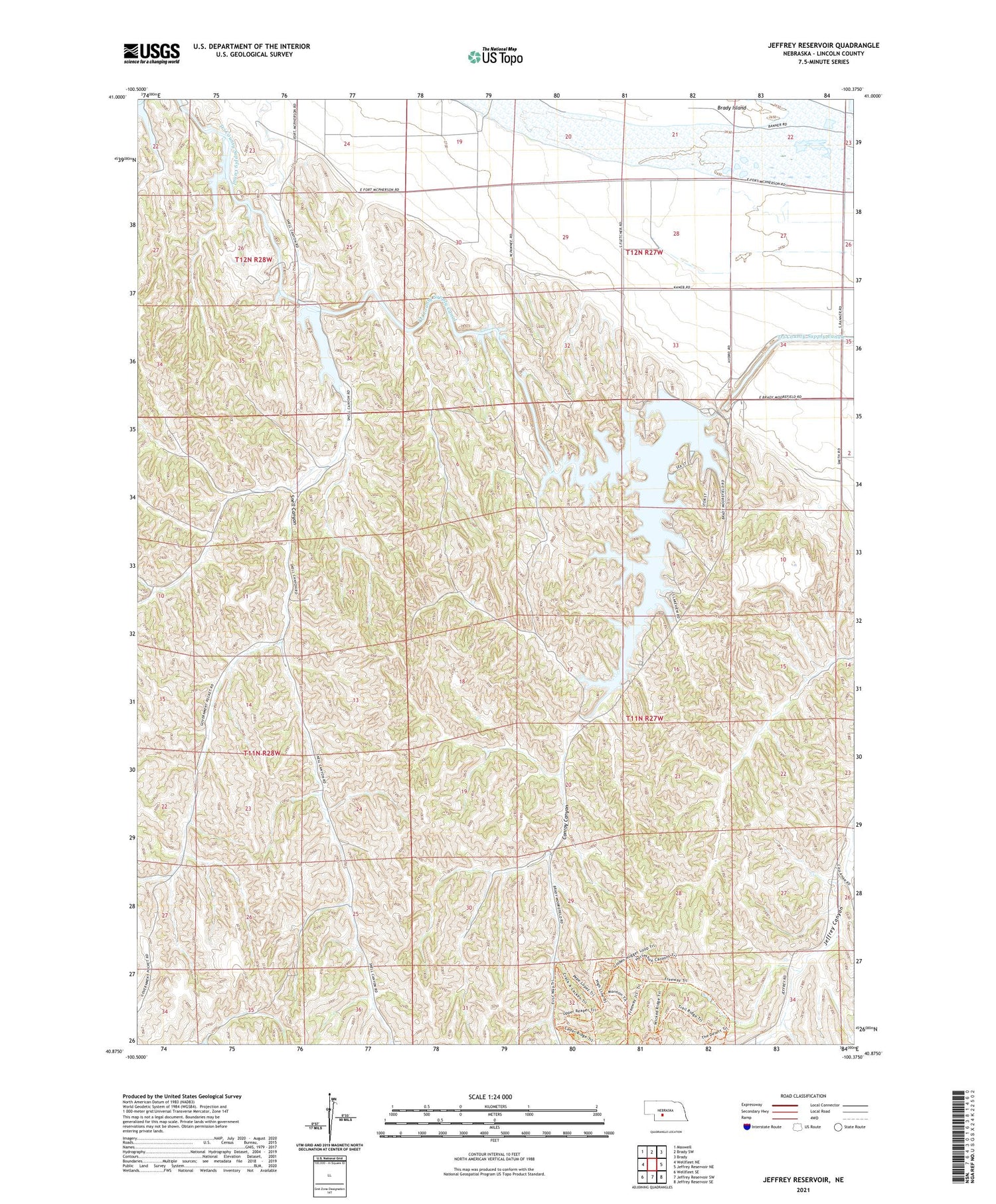 Jeffrey Reservoir Nebraska US Topo Map Image