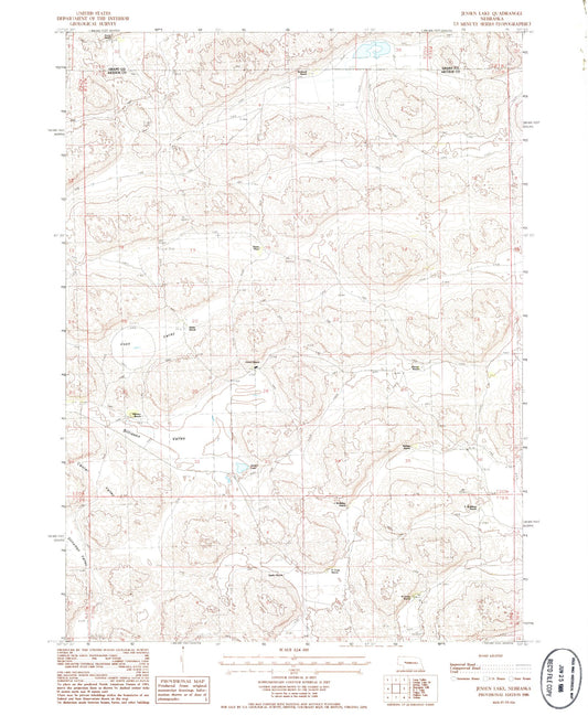 Classic USGS Jensen Lake Nebraska 7.5'x7.5' Topo Map Image
