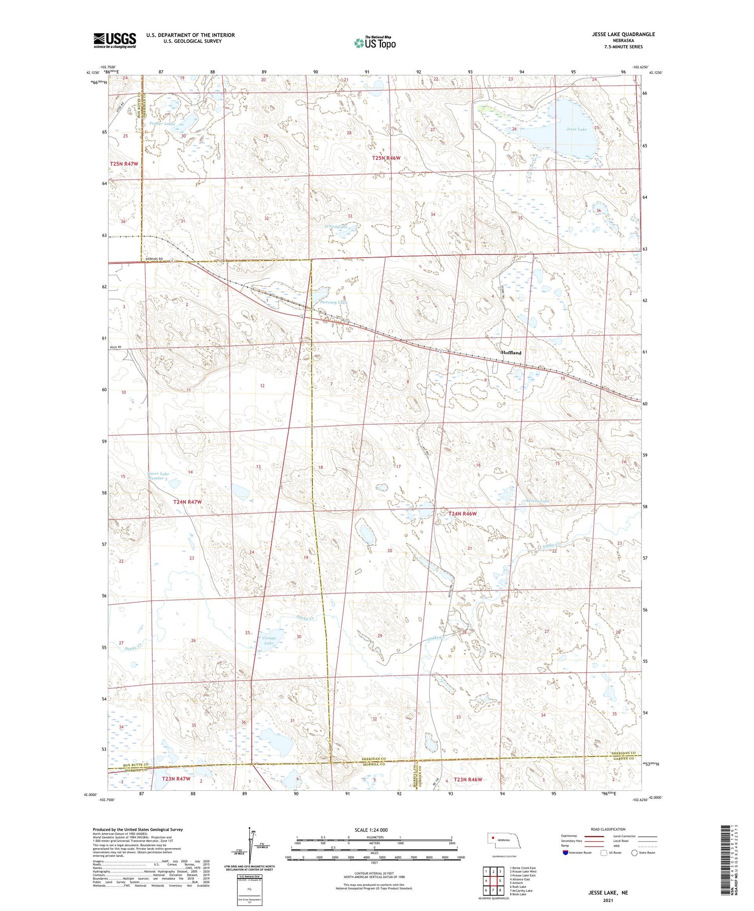 Jesse Lake Nebraska US Topo Map Image