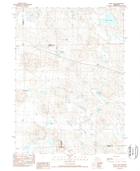 Classic USGS Jesse Lake Nebraska 7.5'x7.5' Topo Map Image