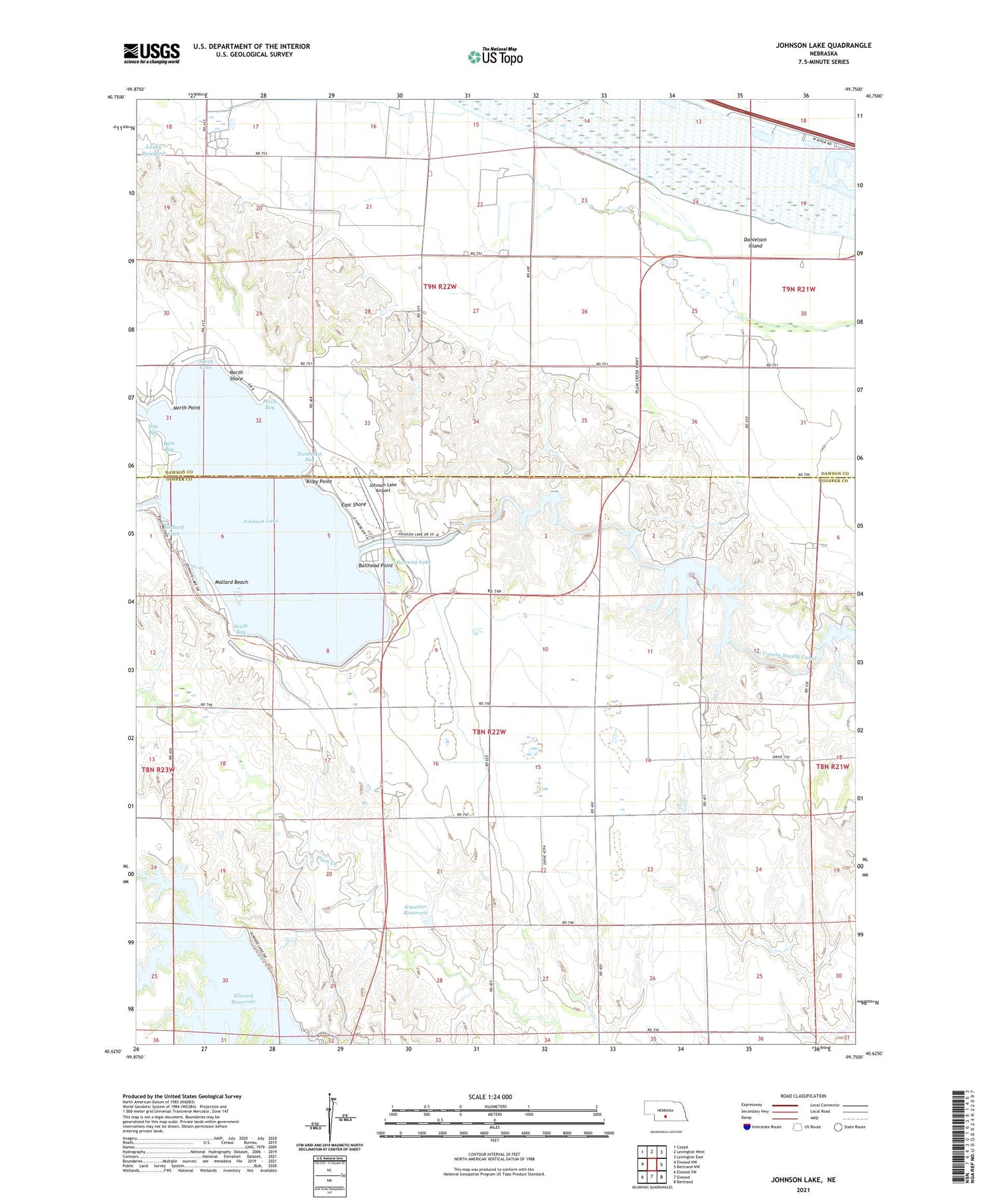Johnson Lake Nebraska US Topo Map Image