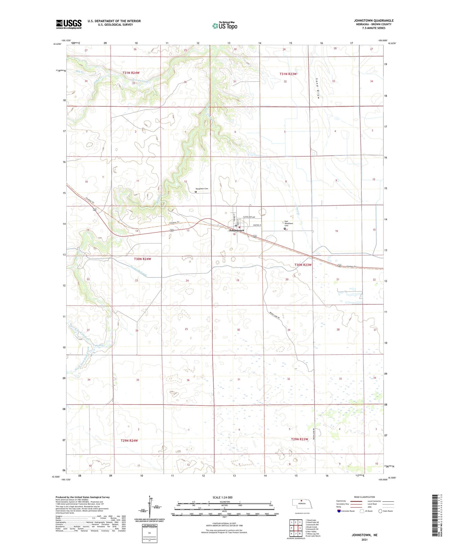 Johnstown Nebraska US Topo Map Image