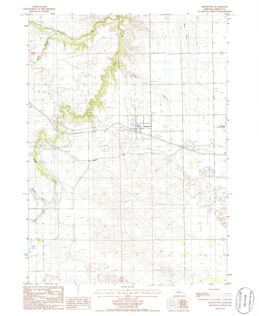 Classic USGS Johnstown Nebraska 7.5'x7.5' Topo Map Image
