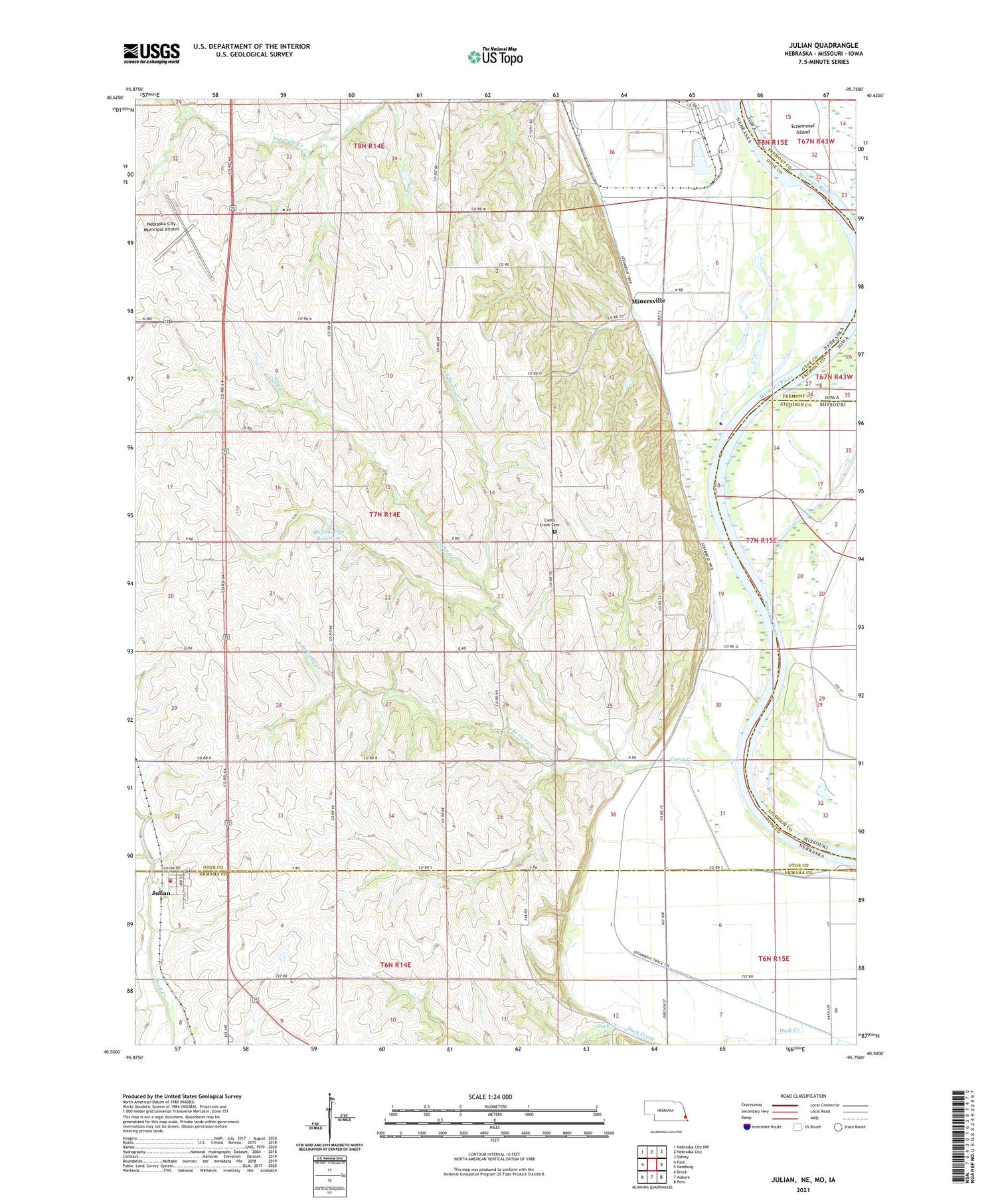 Julian Nebraska US Topo Map Image