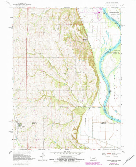 Classic USGS Julian Nebraska 7.5'x7.5' Topo Map Image